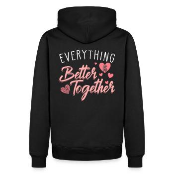 Valentinstag Spruch Gemeinsam Zusammen - Männer Premium Bio Hoodie - Schwarz - Hinten - Nico (187cm)