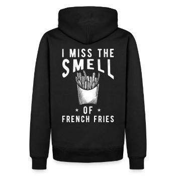 Pommes Spruch lustig Pommes Frites - Männer Premium Bio Hoodie - Schwarz - Hinten - Nico (187cm)