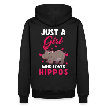 Nilpferde Nilpferd Just a girl Hippos - Männer Premium Bio Hoodie - Schwarz - Hinten - Nico (187cm)