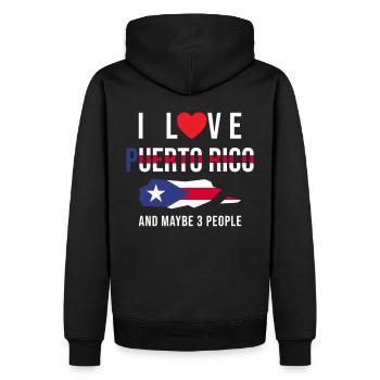 Porto Rico J'aime Porto Rico - Sweat à capuche Premium bio Homme - noir - Dos - Nico (187cm)