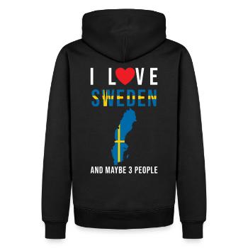 Schweden Ich liebe Schweden - Männer Premium Bio Hoodie - Schwarz - Hinten - Nico (187cm)