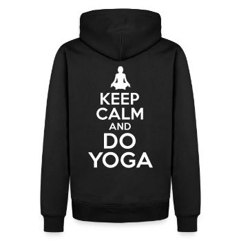 Keep Calm Yoga - Männer Premium Bio Hoodie - Schwarz - Hinten - Nico (187cm)