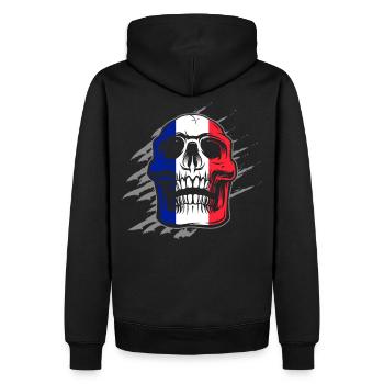 Drapeau de la France Skull - Sweat à capuche Premium bio Homme - noir - Dos - Nico (187cm)