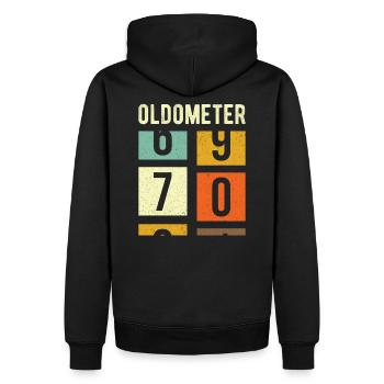 Oldometer 70th Birthday Gift - Men’s Premium Organic Hoodie - black - Back - Nico (187cm)