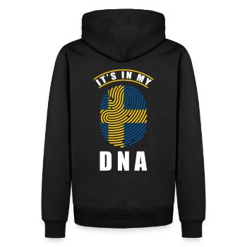 Schweden DNA schwedische Flagge - Männer Premium Bio Hoodie - Schwarz - Hinten - Nico (187cm)