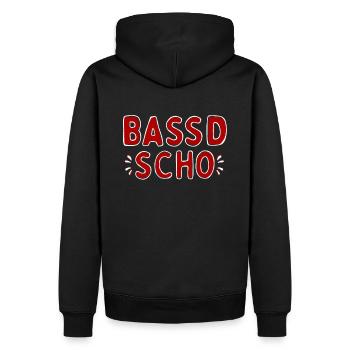 Bassd scho Franken fränkisch fränggisch Geschenk - Männer Premium Bio Hoodie - Schwarz - Hinten - Nico (187cm)