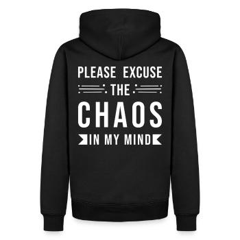 Chaos Verrückt Verwirrt lustiger Spruch - Männer Premium Bio Hoodie - Schwarz - Hinten - Nico (187cm)