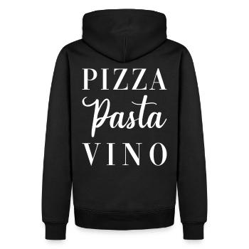 Pizza Pasta Vino - Sweat à capuche Premium bio Homme - noir - Dos - Nico (187cm)