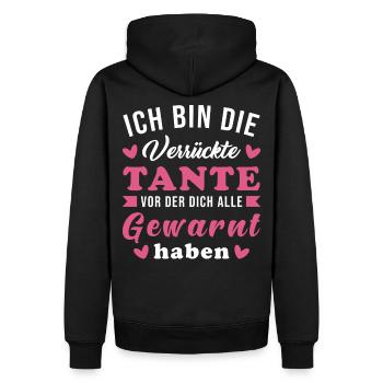 verrückte Tante Spruch Geschenk für Tante - Männer Premium Bio Hoodie - Schwarz - Hinten - Nico (187cm)