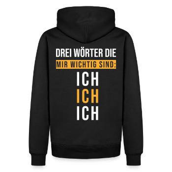 Égoïstes, sort drôle - Sweat à capuche Premium bio Homme - noir - Dos - Nico (187cm)