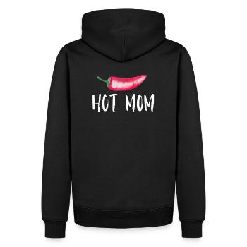 Hot Mom Chilli Spruch für Väter - Männer Premium Bio Hoodie - Schwarz - Hinten - Nico (187cm)