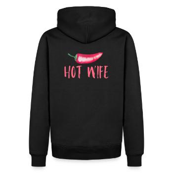 Hot Wife Chilli Spruch für Väter - Männer Premium Bio Hoodie - Schwarz - Hinten - Nico (187cm)
