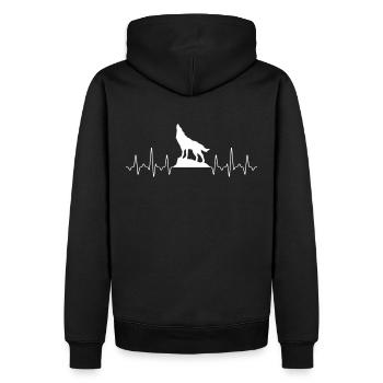 Wolf Hearbeat - Männer Premium Bio Hoodie - Schwarz - Hinten - Nico (187cm)