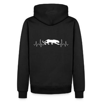 Panther Heartbeat - Männer Premium Bio Hoodie - Schwarz - Hinten - Nico (187cm)
