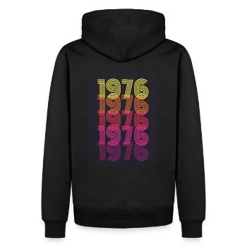 1976 Rétro cadeau d’anniversaire vintage - Sweat à capuche Premium bio Homme - noir - Dos - Nico (187cm)
