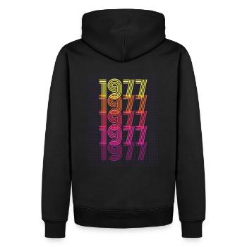 1977 Rétro cadeau d’anniversaire vintage - Sweat à capuche Premium bio Homme - noir - Dos - Nico (187cm)
