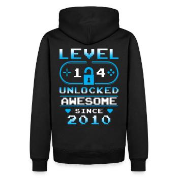 Gamer Geburtstag Geschenk Level - Männer Premium Bio Hoodie - Schwarz - Hinten - Nico (187cm)