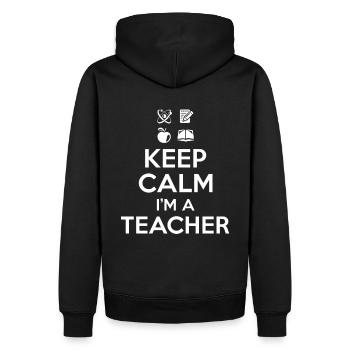 Keep Calm Lehrer - Männer Premium Bio Hoodie - Schwarz - Hinten - Nico (187cm)