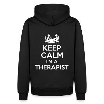 Cadeau thérapeute - Sweat à capuche Premium bio Homme - noir - Dos - Nico (187cm)