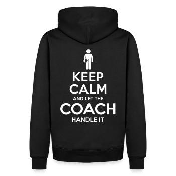 Entraîneur cadeau Keep Calm Coach - Sweat à capuche Premium bio Homme - noir - Dos - Nico (187cm)