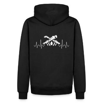 Installateur - Männer Premium Bio Hoodie - Schwarz - Hinten - Nico (187cm)