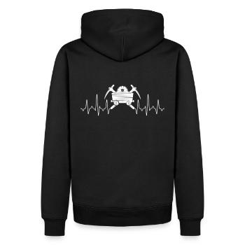 Bergbau Herzschlag - Männer Premium Bio Hoodie - Schwarz - Hinten - Nico (187cm)
