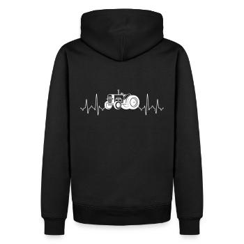 Herzschlag Traktor - Männer Premium Bio Hoodie - Schwarz - Hinten - Nico (187cm)