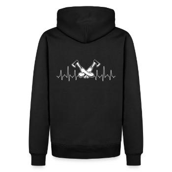 Holzfäller Herzschlag - Männer Premium Bio Hoodie - Schwarz - Hinten - Nico (187cm)