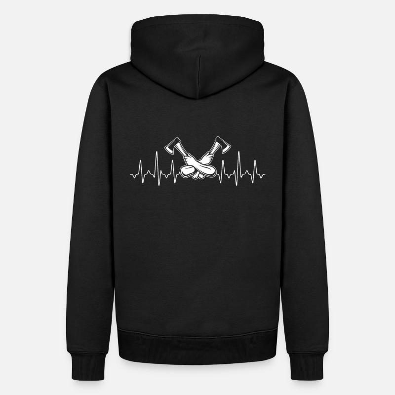 Bûcheron battements de cœur - Sweat à capuche Premium bio Homme - noir