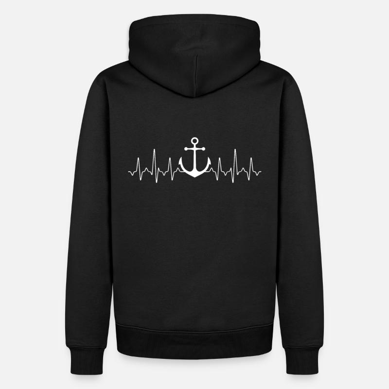Battements cardiaques avec ancre - Sweat à capuche Premium bio Homme - noir