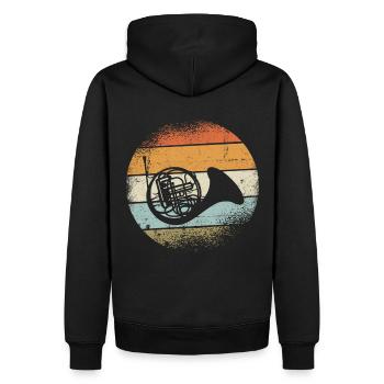Horn - Männer Premium Bio Hoodie - Schwarz - Hinten - Nico (187cm)