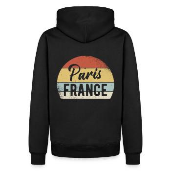 Paris France Tenue - Sweat à capuche Premium bio Homme - noir - Dos - Nico (187cm)