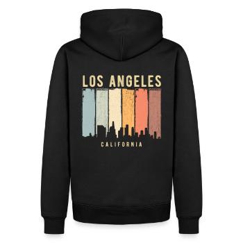 LA Los Angeles Kalifornien Skyline - Männer Premium Bio Hoodie - Schwarz - Hinten - Nico (187cm)