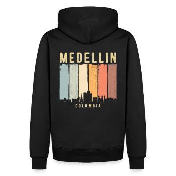 Medellin Kolumbien Skyline - Männer Premium Bio Hoodie - Schwarz - Hinten - Nico (187cm)