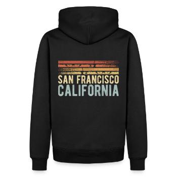 San Francisco California - Men’s Premium Organic Hoodie - black - Back - Nico (187cm)