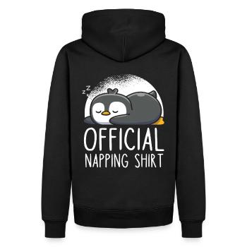 Offizielles Schlafshirt Pinguin - Männer Premium Bio Hoodie - Schwarz - Hinten - Nico (187cm)