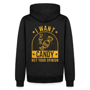 I want Candy - Sweat à capuche Premium bio Homme - noir - Dos - Nico (187cm)