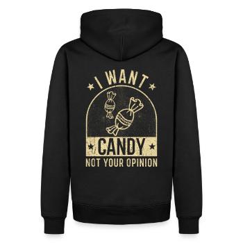 I want Candy - Sweat à capuche Premium bio Homme - noir - Dos - Nico (187cm)