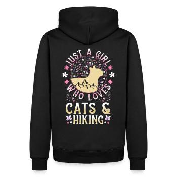 Chats et randonnées cadeaux rengaine - Sweat à capuche Premium bio Homme - noir - Dos - Nico (187cm)