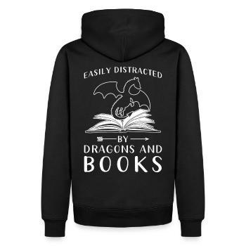 Lesen Bücher Spruch - Männer Premium Bio Hoodie - Schwarz - Hinten - Nico (187cm)