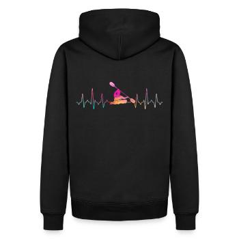 Kajak Heartbeat - Männer Premium Bio Hoodie - Schwarz - Hinten - Nico (187cm)