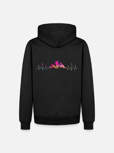 Wandern Herzschlag - Männer Premium Bio Hoodie - Schwarz