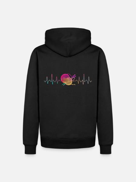 Knitting Heartbeat - Men’s Premium Organic Hoodie - black