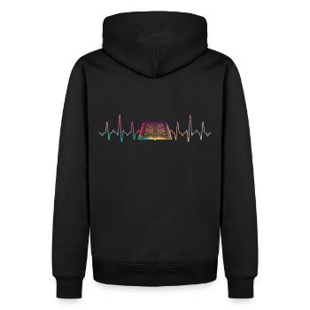 Livre Battements de Coeur - Sweat à capuche Premium bio Homme - noir - Dos - Nico (187cm)