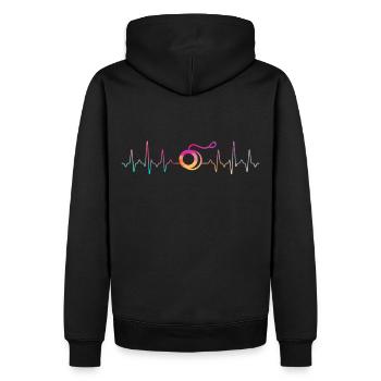 JoJo YoYo Hearbeat - Männer Premium Bio Hoodie - Schwarz - Hinten - Nico (187cm)
