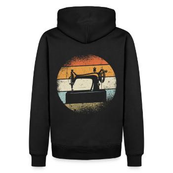Machine à coudre ancienne - Sweat à capuche Premium bio Homme - noir - Dos - Nico (187cm)