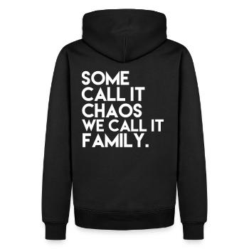 La famille sort le chaos - Sweat à capuche Premium bio Homme - noir - Dos - Nico (187cm)