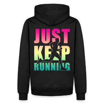 Joggen Jogger Geschenk - Männer Premium Bio Hoodie - Schwarz - Hinten - Nico (187cm)