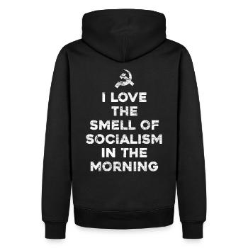 Sozialismus Spruch lustig - Männer Premium Bio Hoodie - Schwarz - Hinten - Nico (187cm)