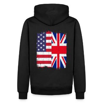 ROYAUME-UNI ÉTATS-UNIS Drapeau - Sweat à capuche Premium bio Homme - noir - Dos - Nico (187cm)